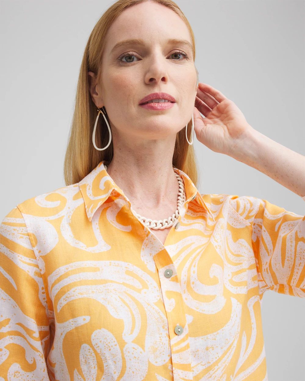 人気ランキング Scroll Linen Iron™ No 3/4 Chico's | Shirt Sleeve シャツ/ブラウス(長袖/七分)